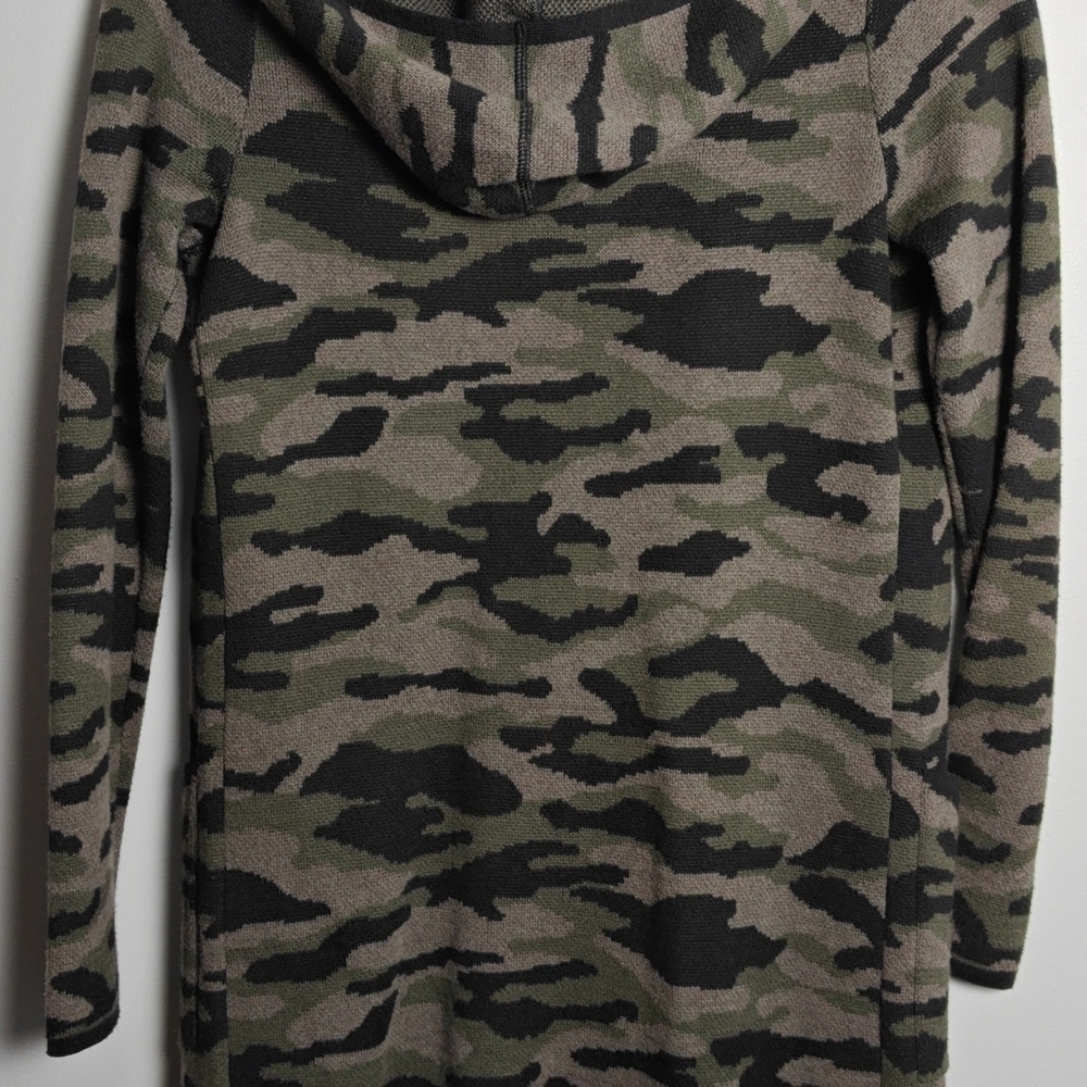 RACHEL ZOE Camouflage Hooded Open Knit Long Sleeve Cardigan Sweater Size XS - Picture 12 of 16
